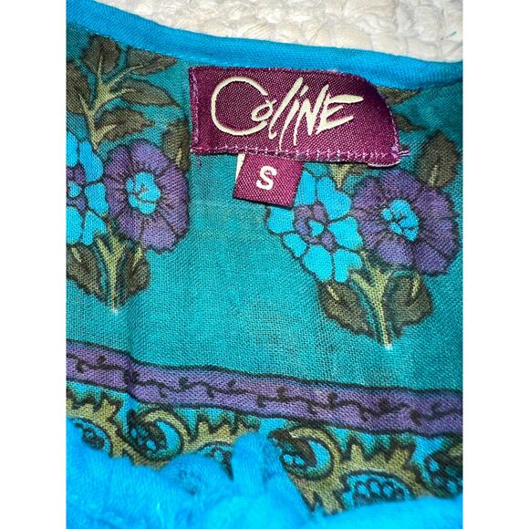 NWOT TURQUOISE SLEEVELESS BLOCK PRINT HIPPIE BOHO MAXI DRESS COTTON GAUZE - Picture 6 of 11